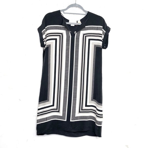 CYNTHIA Rowely geometric silk  Shift mini dress - Picture 1 of 8